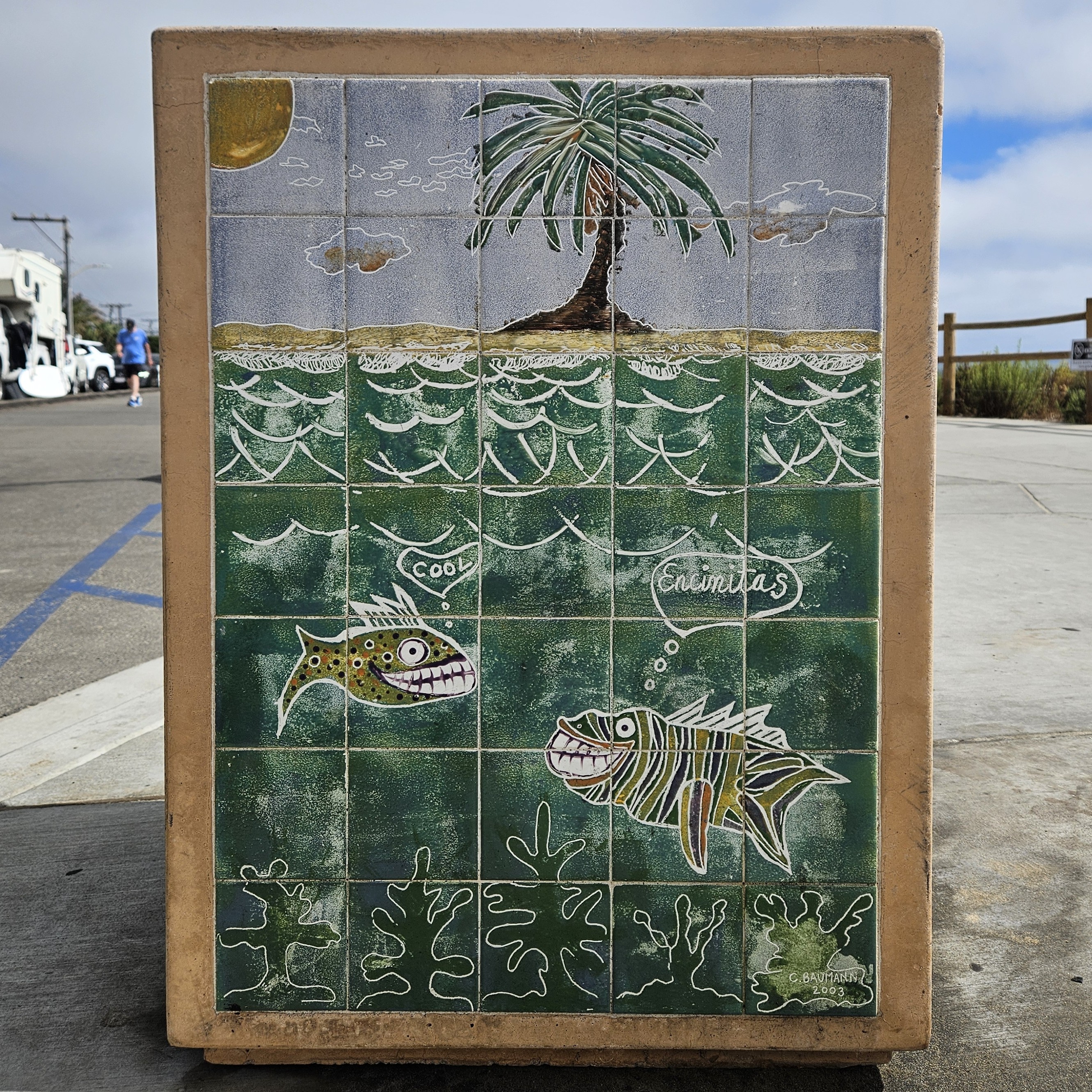 Baumann Tile Trash Can