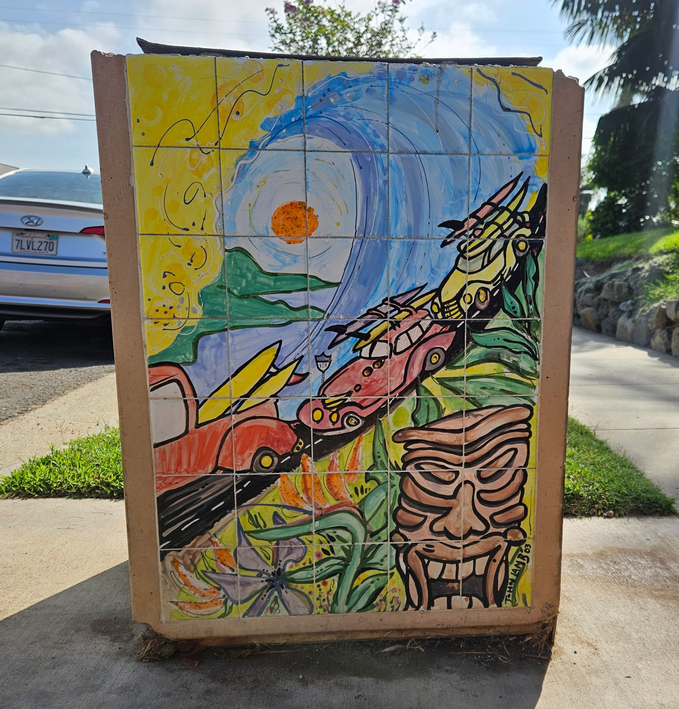 Heading To The Beach Tile Trash Can