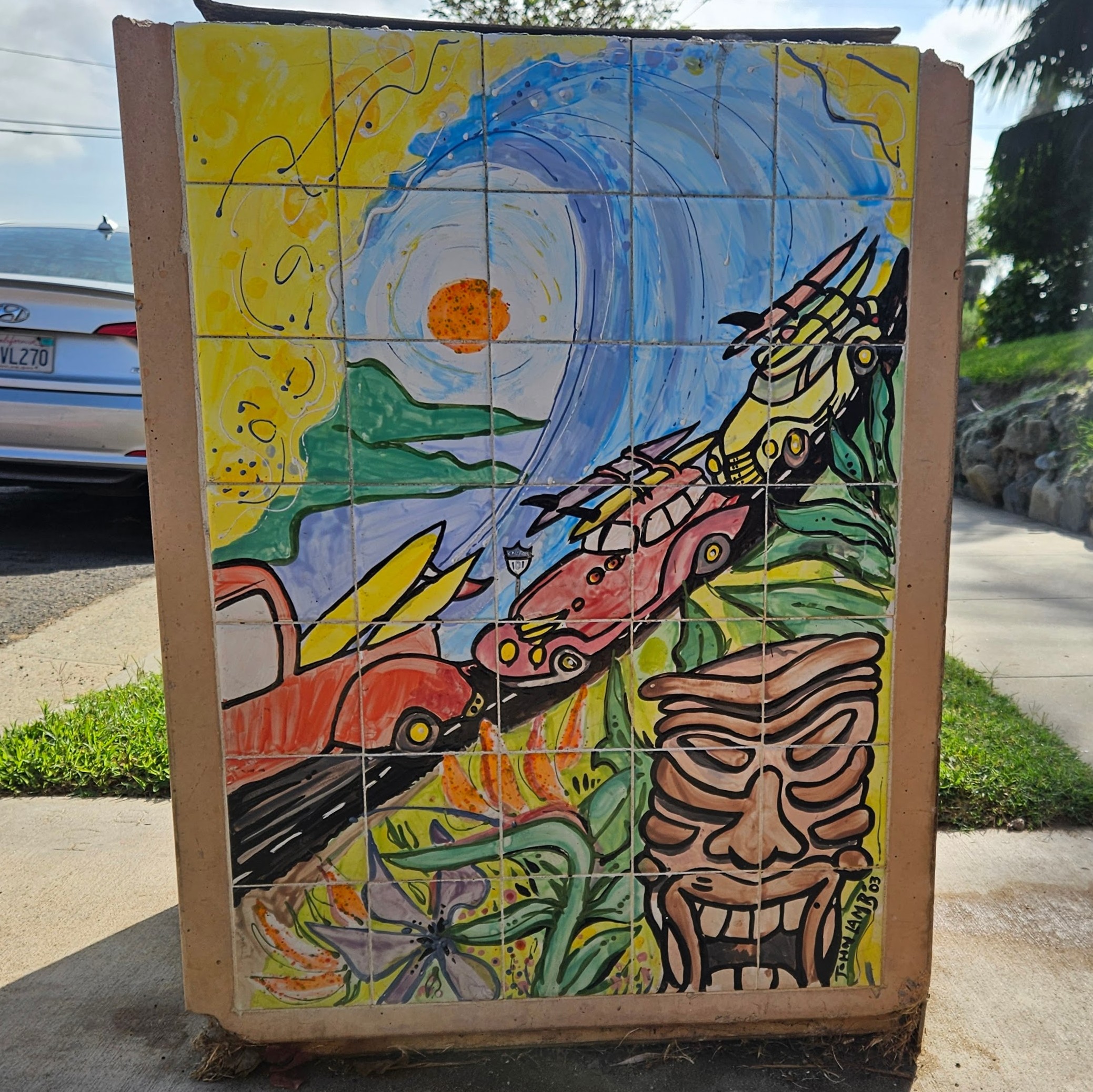 Heading To The Beach Tile Trash Can